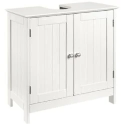 Mobile Bagno Sotto Lavabo Legno MDF Armadietto Mobiletto 2 Ante 60x30 Cm Bianco
