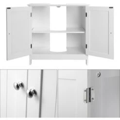 Mobile Bagno Sotto Lavabo Legno MDF Armadietto Mobiletto 2 Ante 60x30 Cm Bianco -Villeroyit Negozio 96110679 3