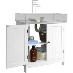 Mobile Bagno Sotto Lavabo Legno MDF Armadietto Mobiletto 2 Ante 60x30 Cm Bianco -Villeroyit Negozio 96110679 4