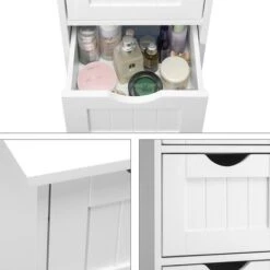 Mobile Bagno Cassettiera 4 Cassetti Con Ripiano Legno MDF Bianco 30x30x82cm -Villeroyit Negozio 96110680 3