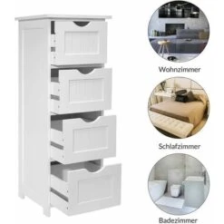 Mobile Bagno Cassettiera 4 Cassetti Con Ripiano Legno MDF Bianco 30x30x82cm -Villeroyit Negozio 96110680 5