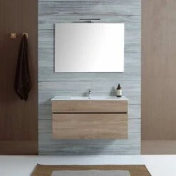 MOBILE BAGNO SOSPESO 100 CM IN LEGNO QUERCIA NATURALE SOLE