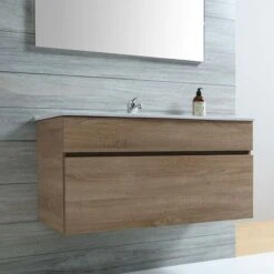MOBILE BAGNO SOSPESO 100 CM IN LEGNO QUERCIA NATURALE SOLE -Villeroyit Negozio 9677827 5