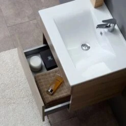 MOBILE BAGNO SOSPESO DA 60 CM CON CASSETTO, SPECCHIO E LAVABO QUERCIA SOLE -Villeroyit Negozio 9689788 3