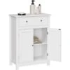 VASAGLE Armadietto Da Bagno Autoportante Con Ampio Cassetto E Ripiano Regolabile, Stile Country, Armadietto Portaoggetti Di Legno Per Ingresso, Bianco, 60 X 30 X 80cm (L X P X A), Da SONGMICS,