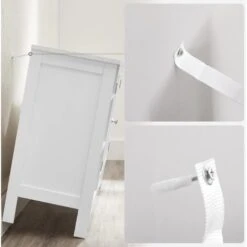 Songmics VASAGLE Mobile Sottolavabo, Mobiletto Da Bagno, Extra Lungo, 90 X 30 X 60 Cm, Armadietto Da Bagno Con Anta Doppia E Scaffale Aperto, Ripiani Regolabili, Bianco -Villeroyit Negozio 96923084 3