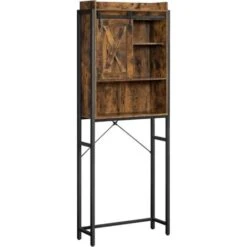 VASAGLE Scaffale Sopra Toilette, Scaffale Da Bagno, Per Lavatrice, Con Scomparti, Struttura In Acciaio, Montaggio Facile, Industriale, 64 X 24 X 171 Cm, Marrone Vintage E Nero Da SONGMICS