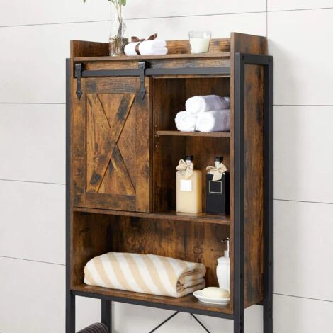 VASAGLE Scaffale Sopra Toilette, Scaffale Da Bagno, Per Lavatrice, Con Scomparti, Struttura In Acciaio, Montaggio Facile, Industriale, 64 X 24 X 171 Cm, Marrone Vintage E Nero Da SONGMICS 5 VASAGLE Scaffale Sopra Toilette, Scaffale Da Bagno, Per Lavatrice, Con Scomparti, Struttura In Acciaio, Montaggio Facile, Industriale, 64 X 24 X 171 Cm, Marrone Vintage E Nero Da SONGMICS - immagine 3