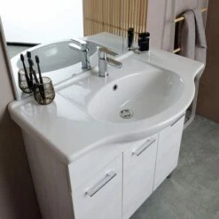 MOBILE BAGNO A TERRA 85 CM QUERCIA BIANCO EFFETTO LEGNO RIMINI -Villeroyit Negozio 96932569 3