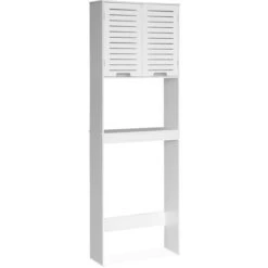 Mobili Da Bagno, Portaoggetti, Mensola Per Toilette - Rivage - 3 Ripiani, 2 Ante Forate, 3 Livelli Di Stoccaggio