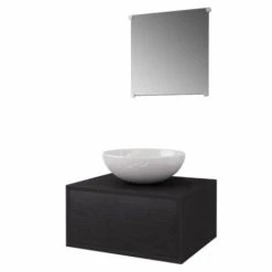 VIDAXL Set Mobili Per Bagno Con Lavandino 4 Pz Con Rubinetto Nero -Villeroyit Negozio 98227061 3