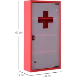 Homcom Armadietto Cassetta Pronto Soccorso Per Medicinali Rosso, 60x30x12cm -Villeroyit Negozio 9894829 3