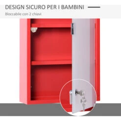 Homcom Armadietto Cassetta Pronto Soccorso Per Medicinali Rosso, 60x30x12cm -Villeroyit Negozio 9894829 5
